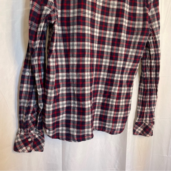 TOMMY HILFIGER Women’s Red Navy Plaid Button Down Long Sleeve Shirt Size Small - Picture 13 of 13